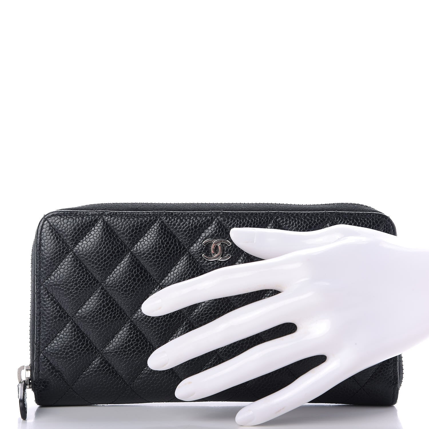 Chanel Caviar Quilted Large Gusset Zip Around Wallet Black 2 of 11
