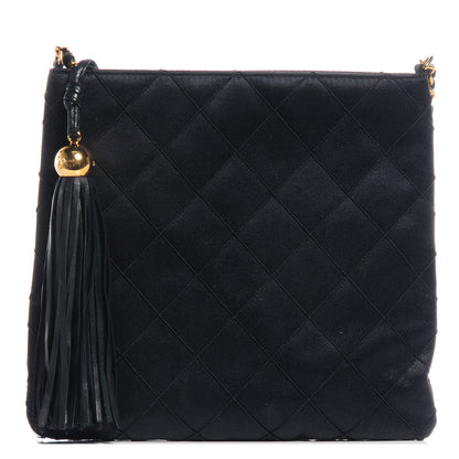 Chanel Satin Quilted Tassel Evening Bag Black 1 of 8