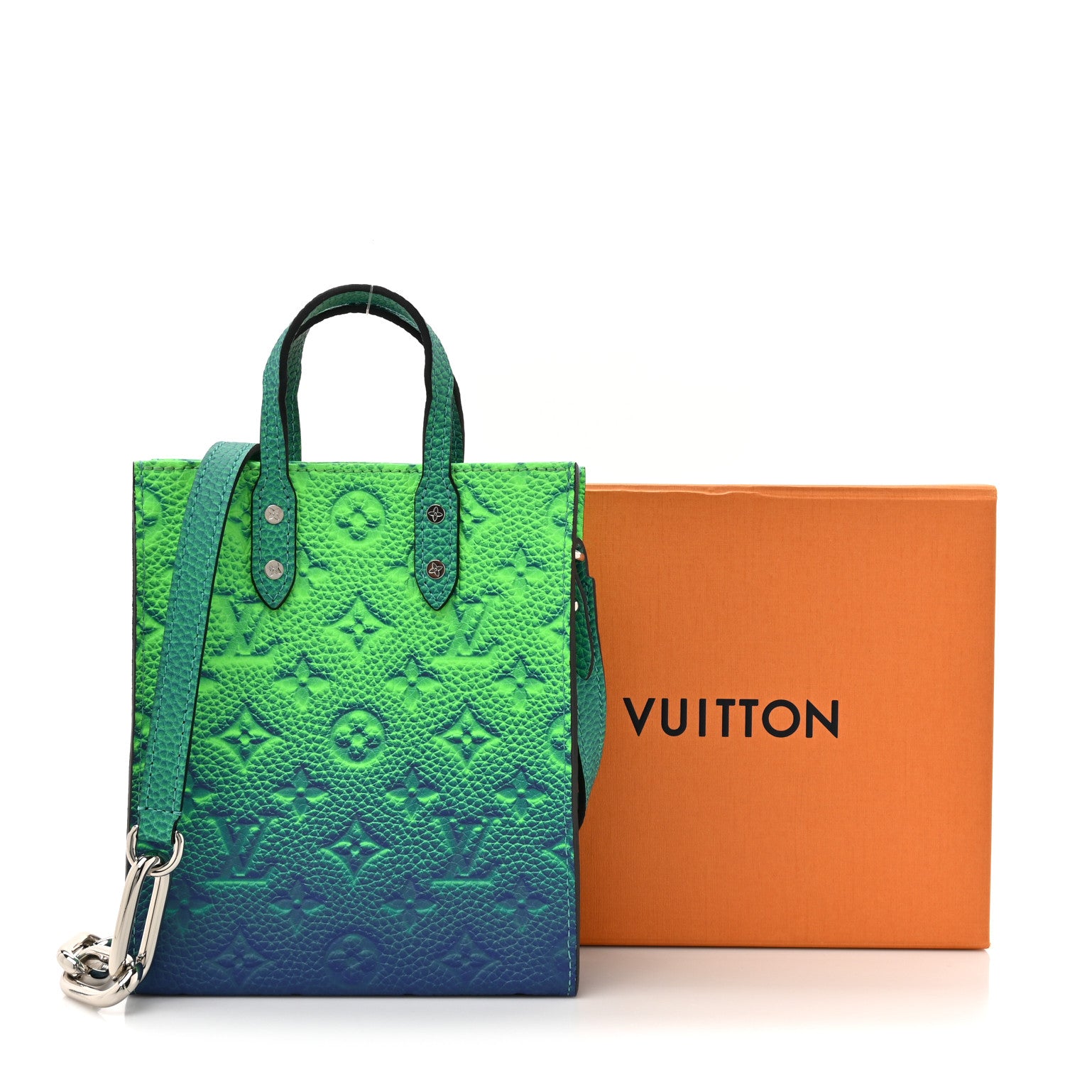 Louis Vuitton Taurillon Illusion Sac Plat XS Bleu Vert 13 of 13