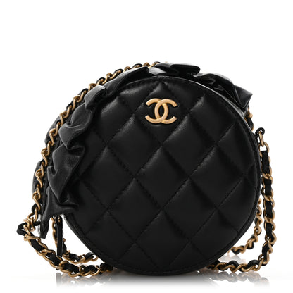 Chanel Lambskin Quilted Romance Round Clutch With Chain Black 1 of 13