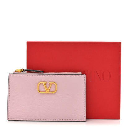 Valentino Garavani Grained Calfskin VLogo Coin Case Card Holder Cipria 7 of 7