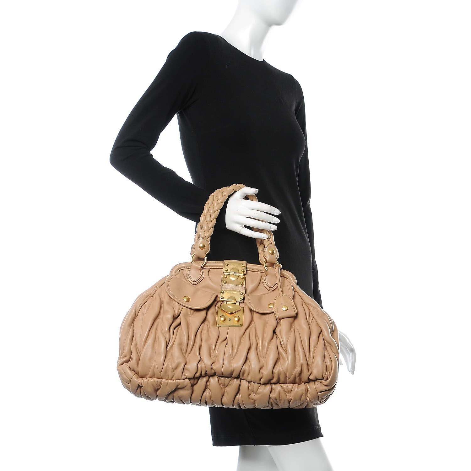 Miu Miu Nappa Matelasse Coffer Frame Tote Beige 2 of 13