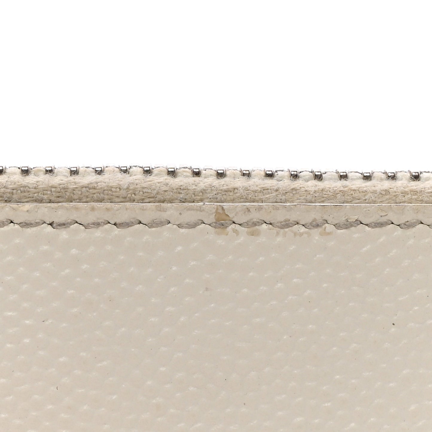 Grained Calfskin 5 Fragments Zip Pouch Card Holder White
