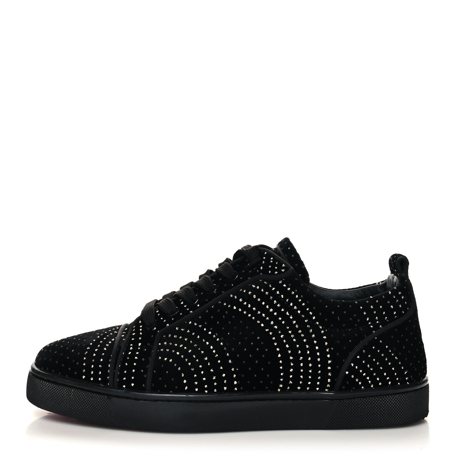 Christian Louboutin Velvet River Crystal Mens Louis Junior Orlato Flat Sneakers 40 Black Silver 1 of 8