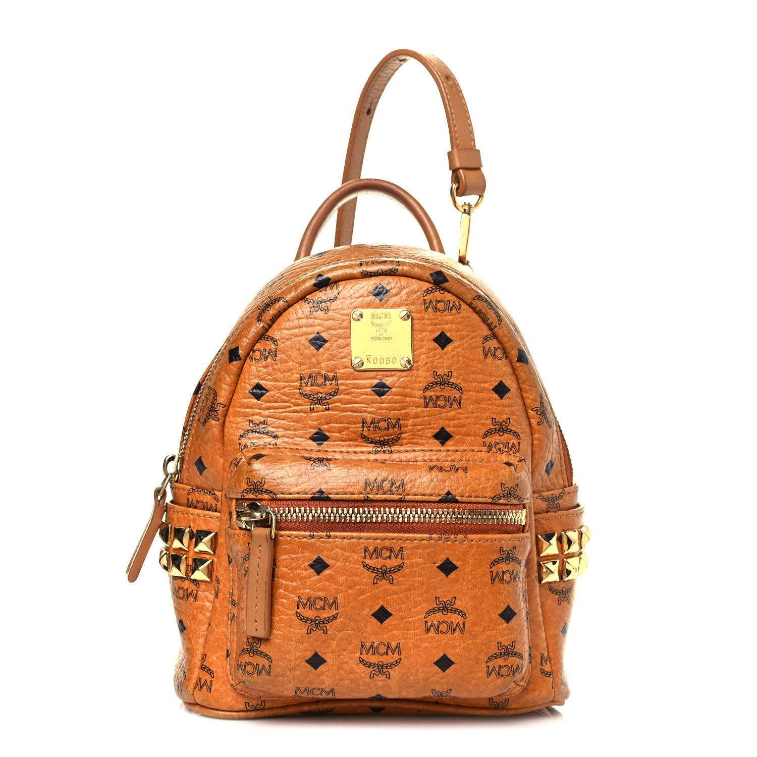 MCM Visetos Side Stud Mini Stark Backpack Cognac 1 of 10