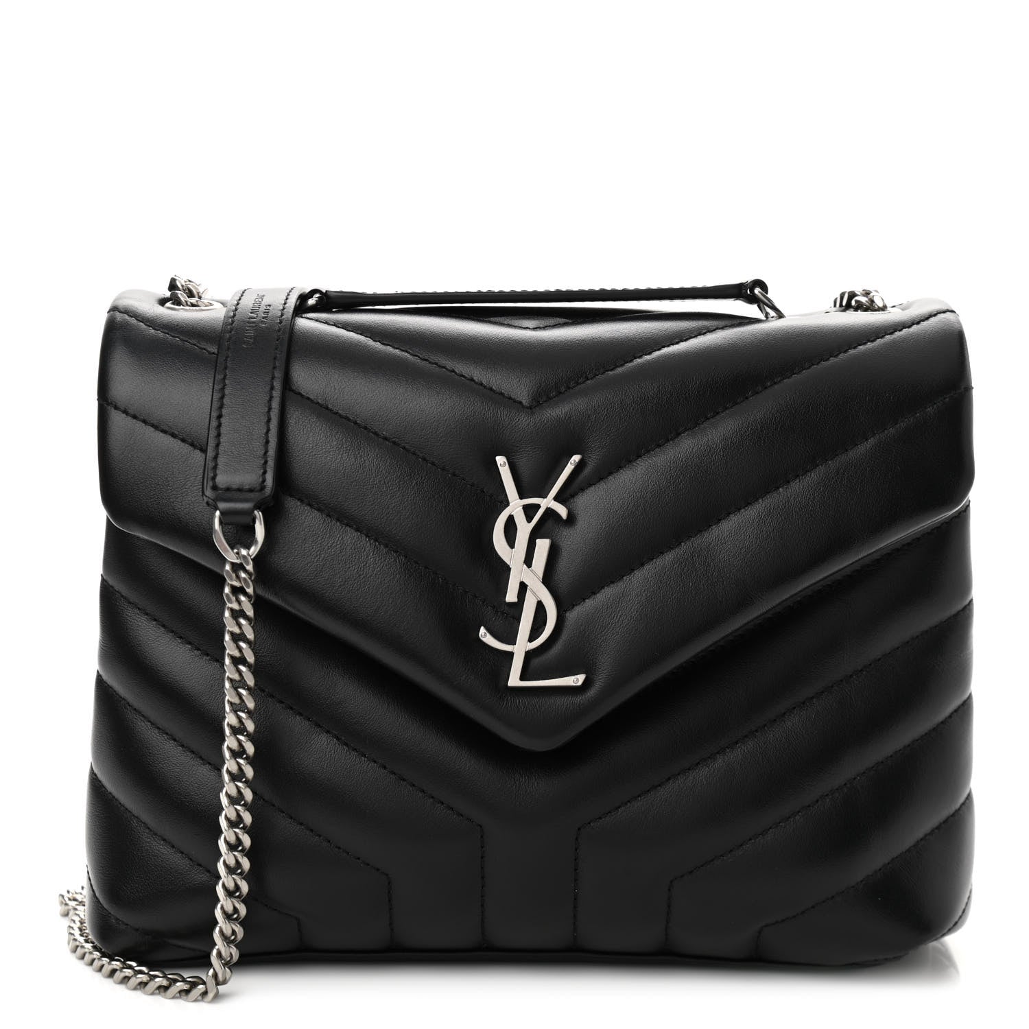 Saint Laurent Calfskin Y Quilted Monogram Small Loulou Chain Satchel Black 1 of 12