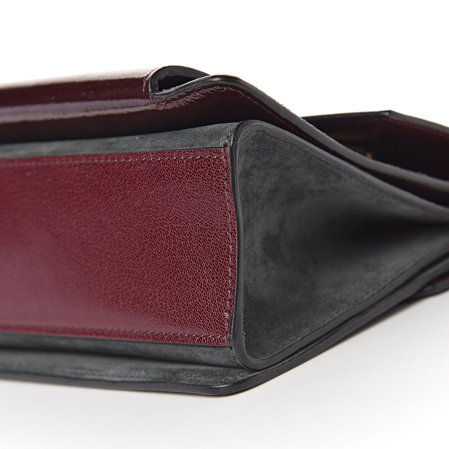 Crinkled Patent Deerskin Suede Small GV3 Shoulder Bag Aubergine Graphite