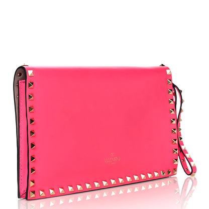 Valentino Garavani Nappa Rockstud Wristlet Clutch Fuxia Fluo 2 of 19