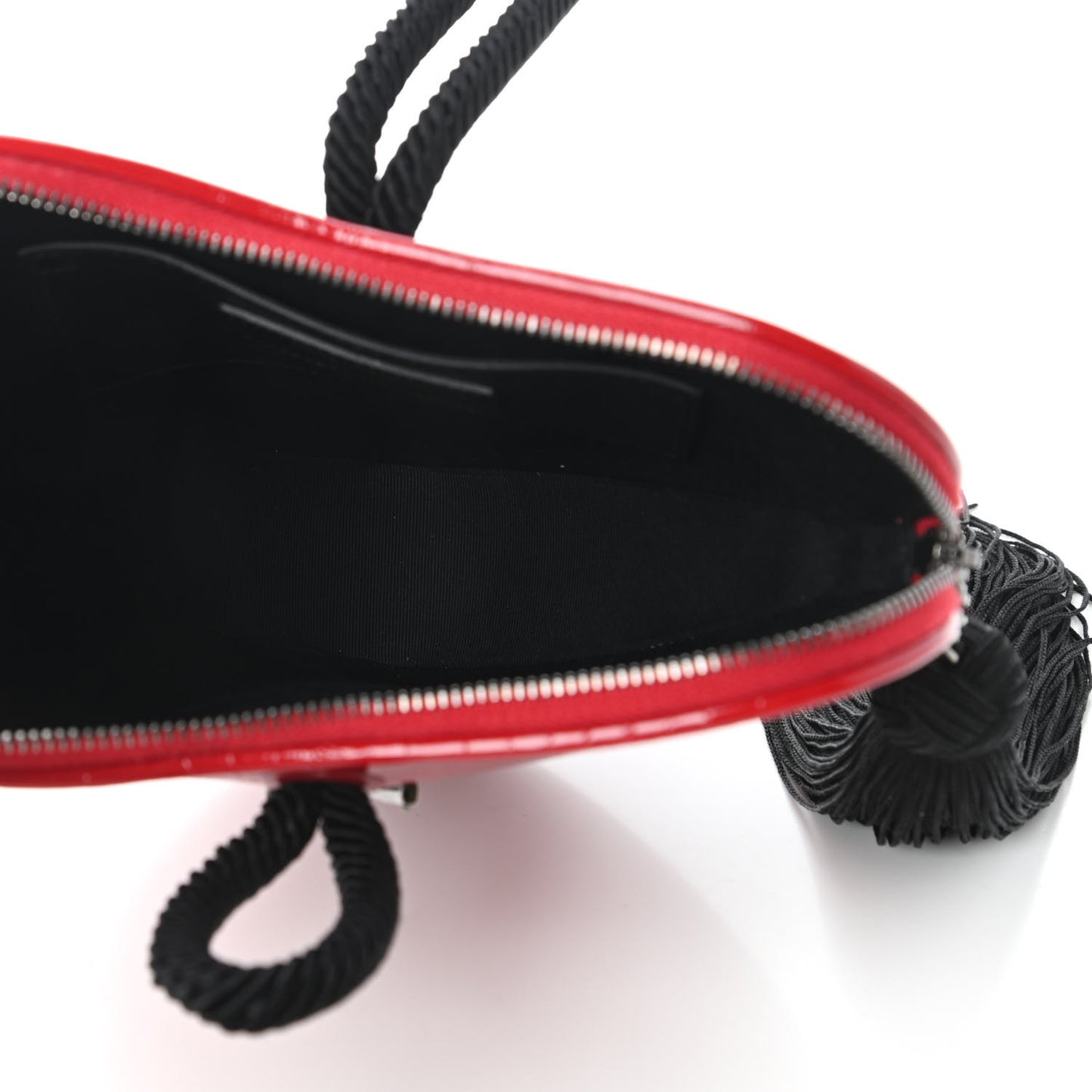 Patent Crocodile Embossed Sac Coeur Heart Shaped Clutch Red