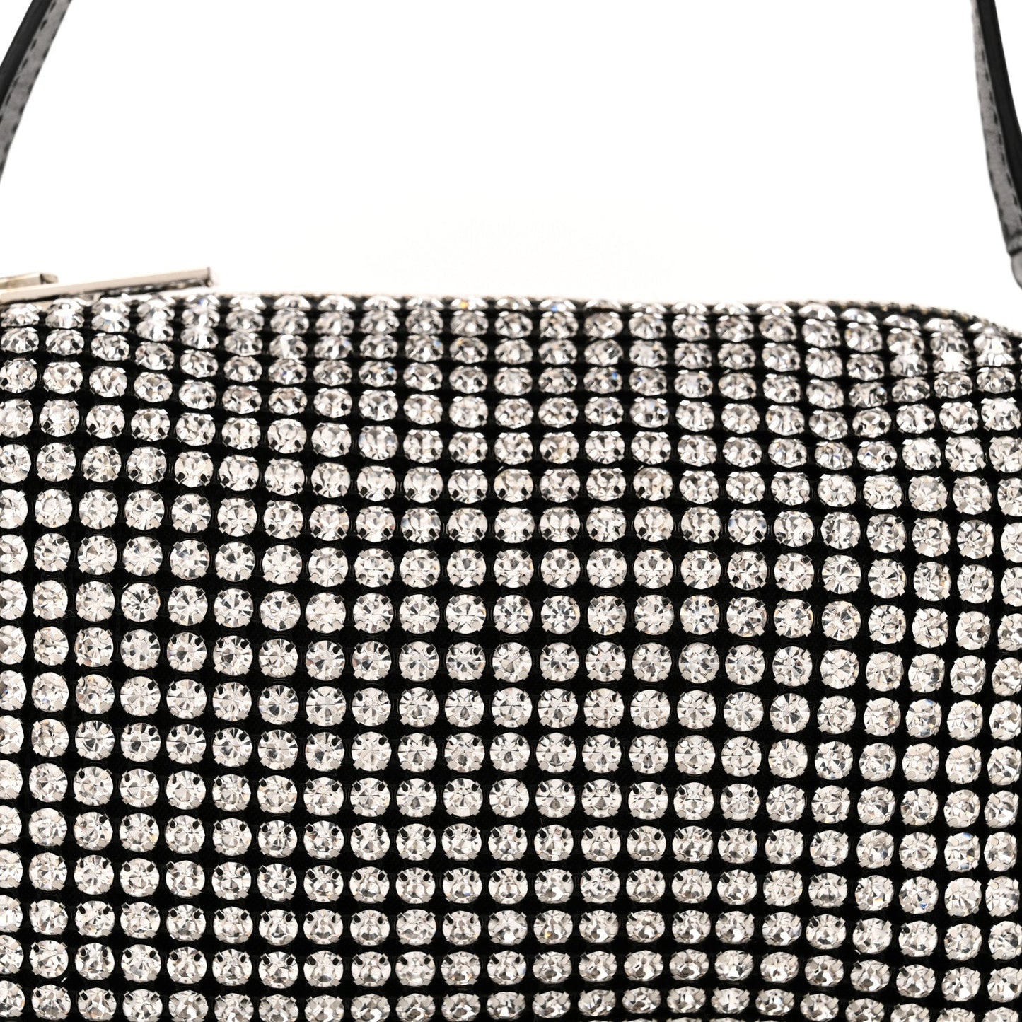Mesh Crystal Rhinestone Mini Heiress Pouch Black Silver