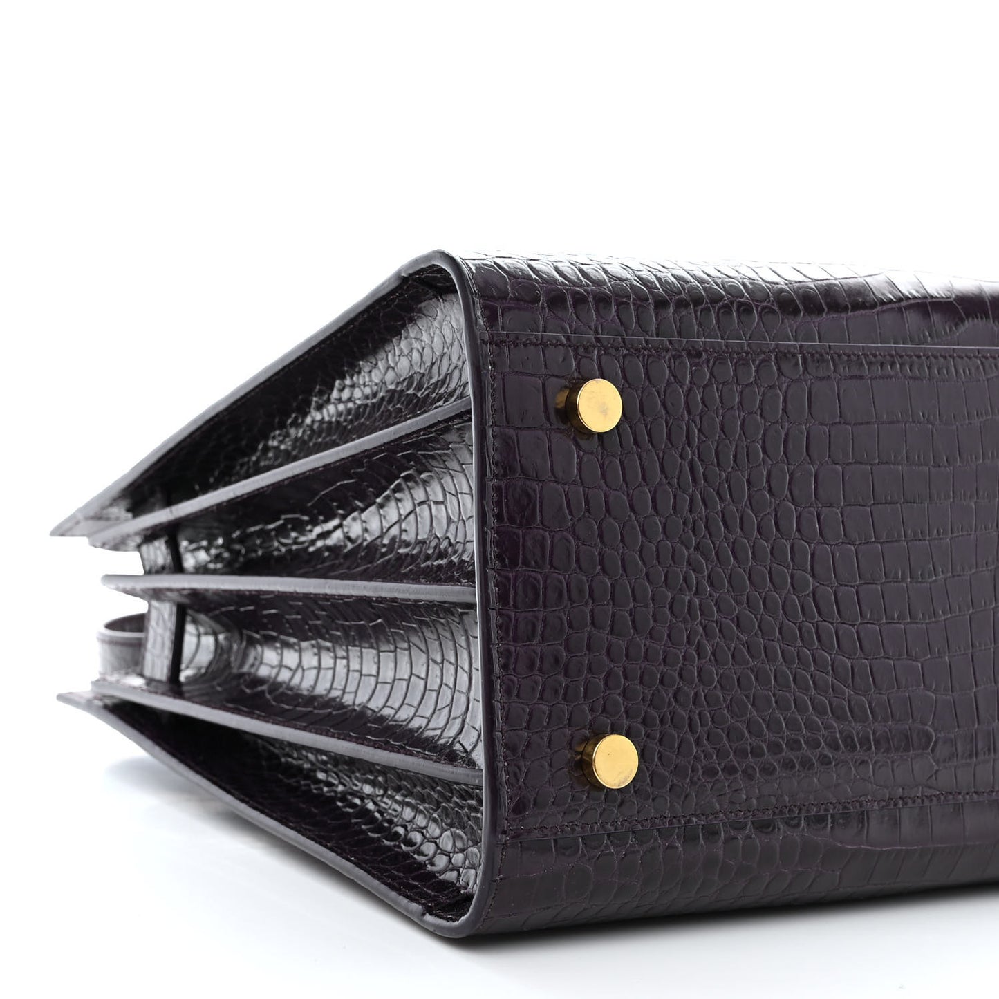 Calfskin Crocodile Embossed Small Sac de Jour Prune