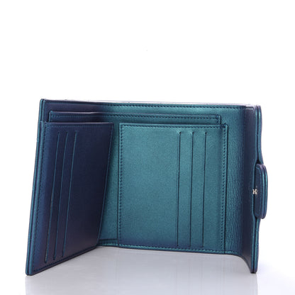 Chanel Iridescent Lambskin Quilted Small Compact Wallet Turquoise 5 of 9
