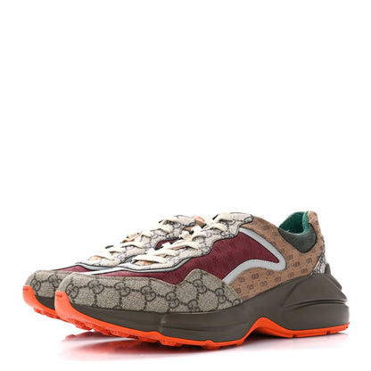 Gucci GG Supreme Monogram Mix Monogram Mens Rhyton Sneakers 11 Bordeaux Beige Ebony 3 of 7