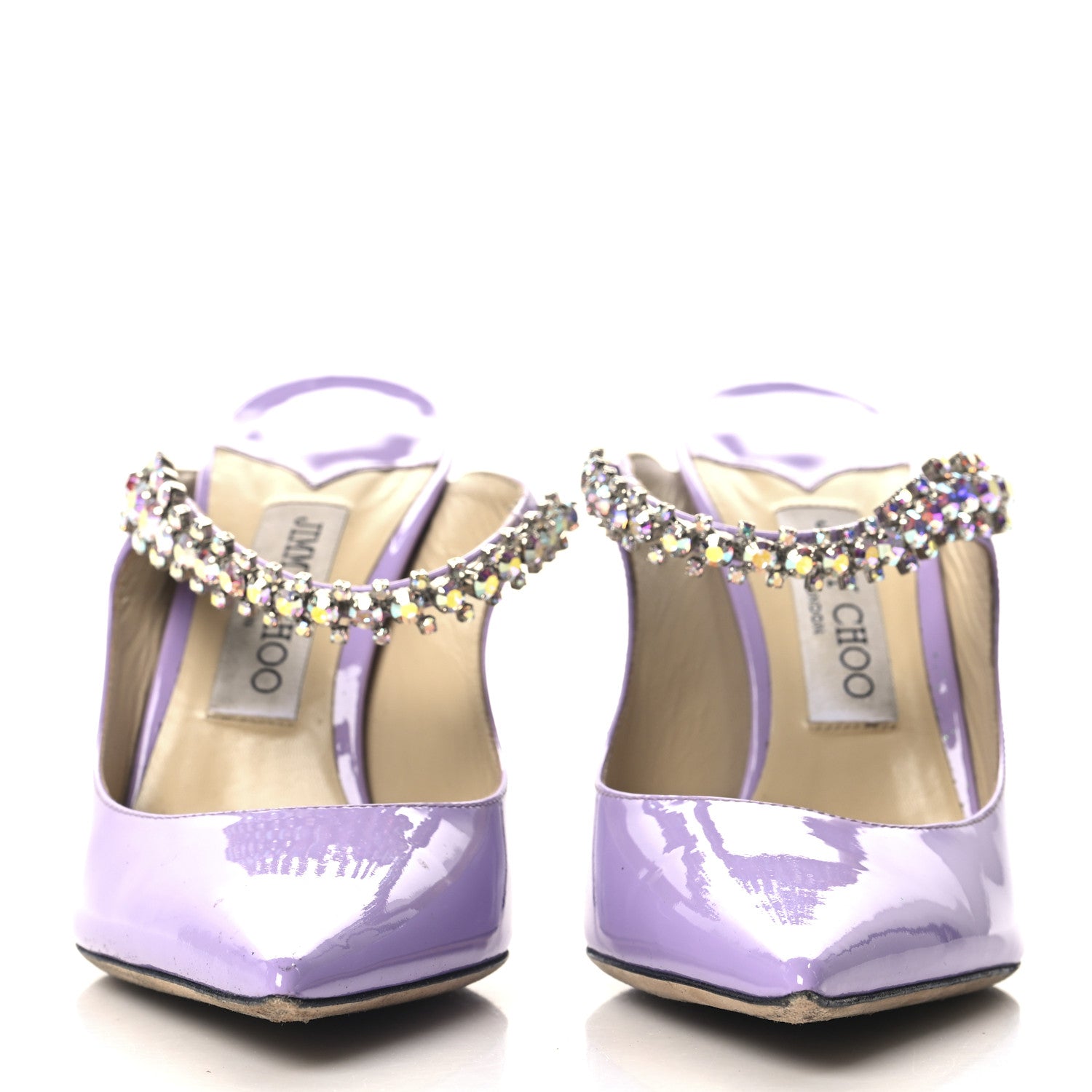 Jimmy Choo Patent Crystal Bing 100 Pumps 38.5 Wisteria 3 of 8