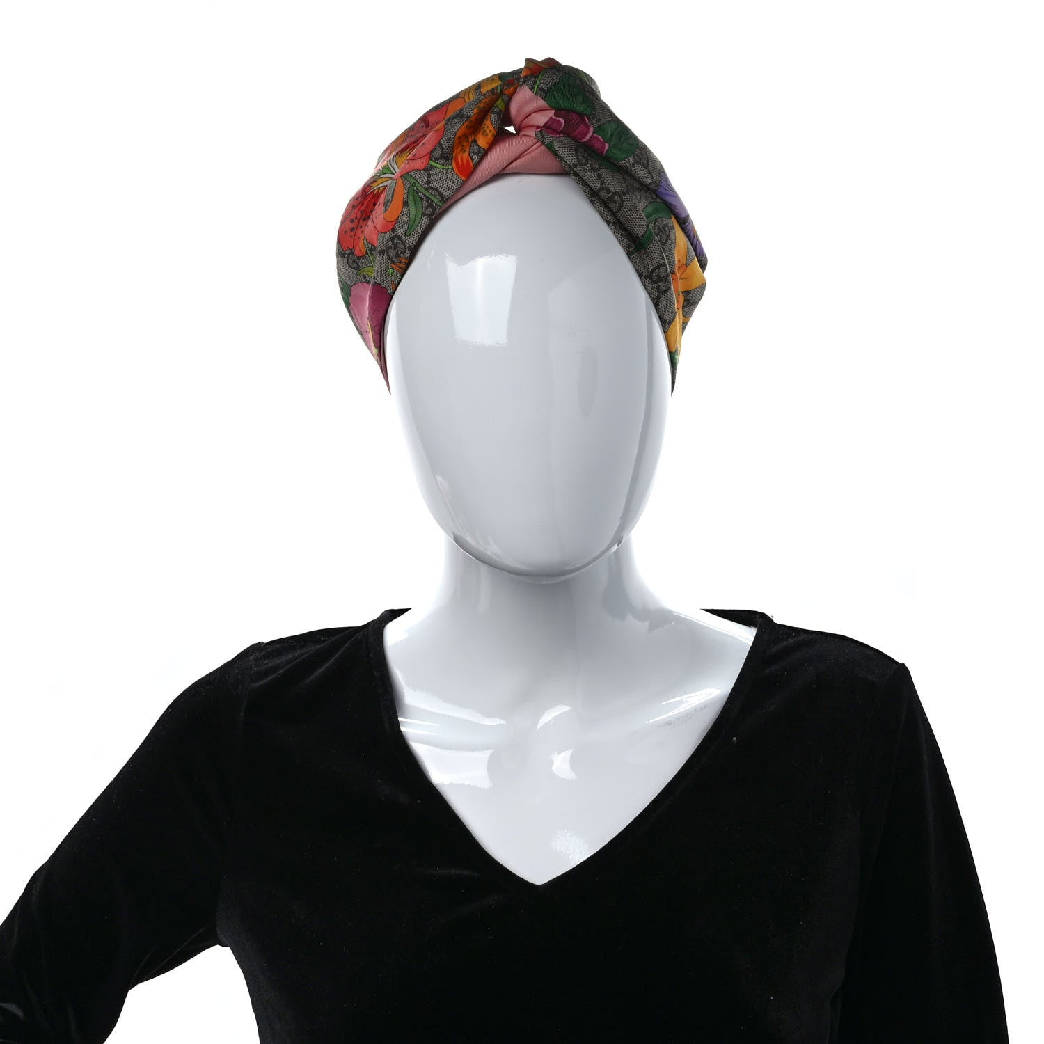 Gucci Silk Monogram Flora Print Headband M Pink 2 of 5