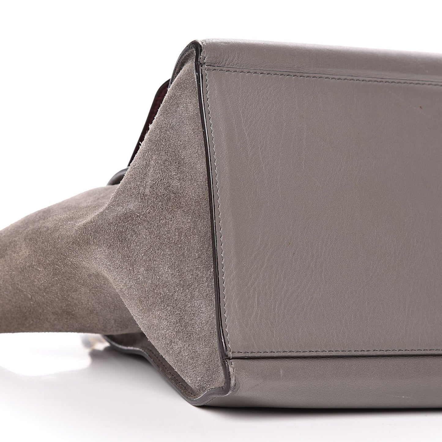 Crocodile Embossed Calfskin Suede Medium Trapeze Smoke