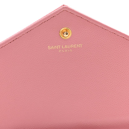 Saint Laurent Grain De Poudre Matelasse Chevron Monogram Chain Wallet Tender Pink 6 of 11