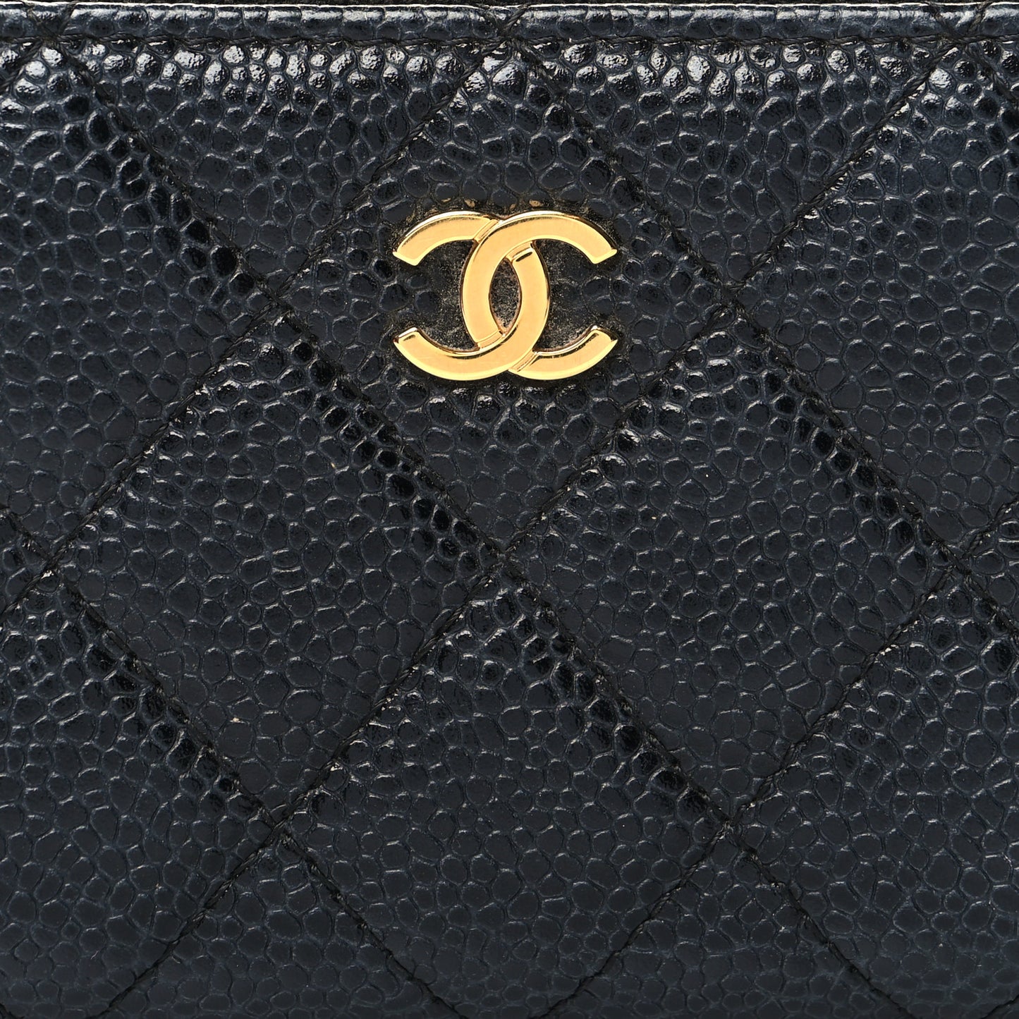 Caviar Quilted Zip Coin Purse Black