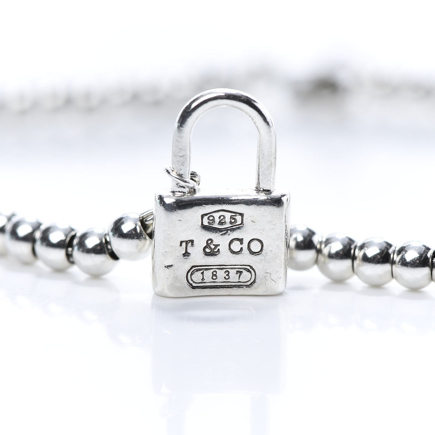 Sterling Silver 1837 Lock Charm Bead Bracelet