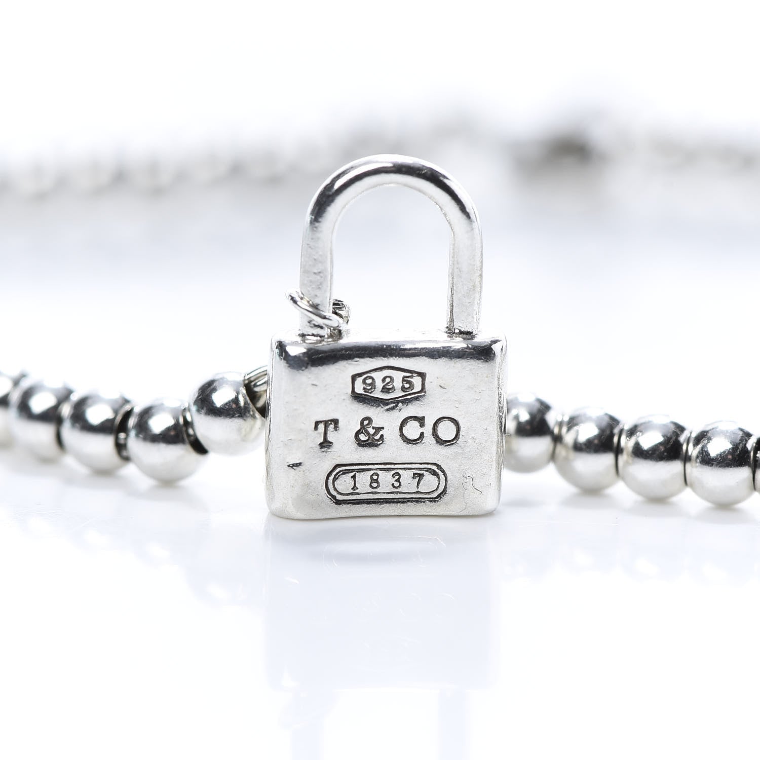 Tiffany Sterling Silver 1837 Lock Charm Bead Bracelet 4 of 6