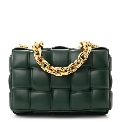 Bottega Veneta Lambskin Maxi Intreccio Padded Chain Cassette Crossbody Bag Raintree 1 of 11