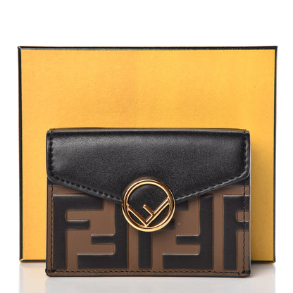 Fendi Vitello Liberty F is Fendi Bi-Color FF 1974 Embossed Micro Tri-Fold Envelope Wallet Maya Black 8 of 8