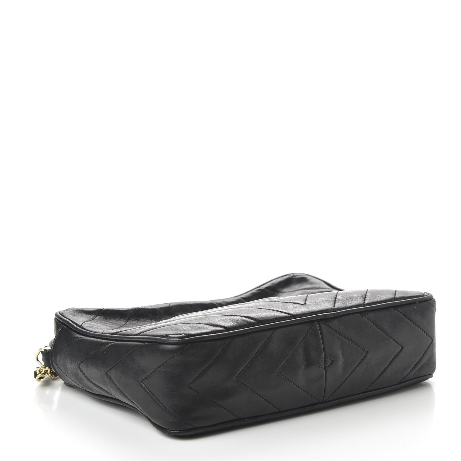 Chanel Lambskin Chevron Quilted Camera Case Black 4 of 10