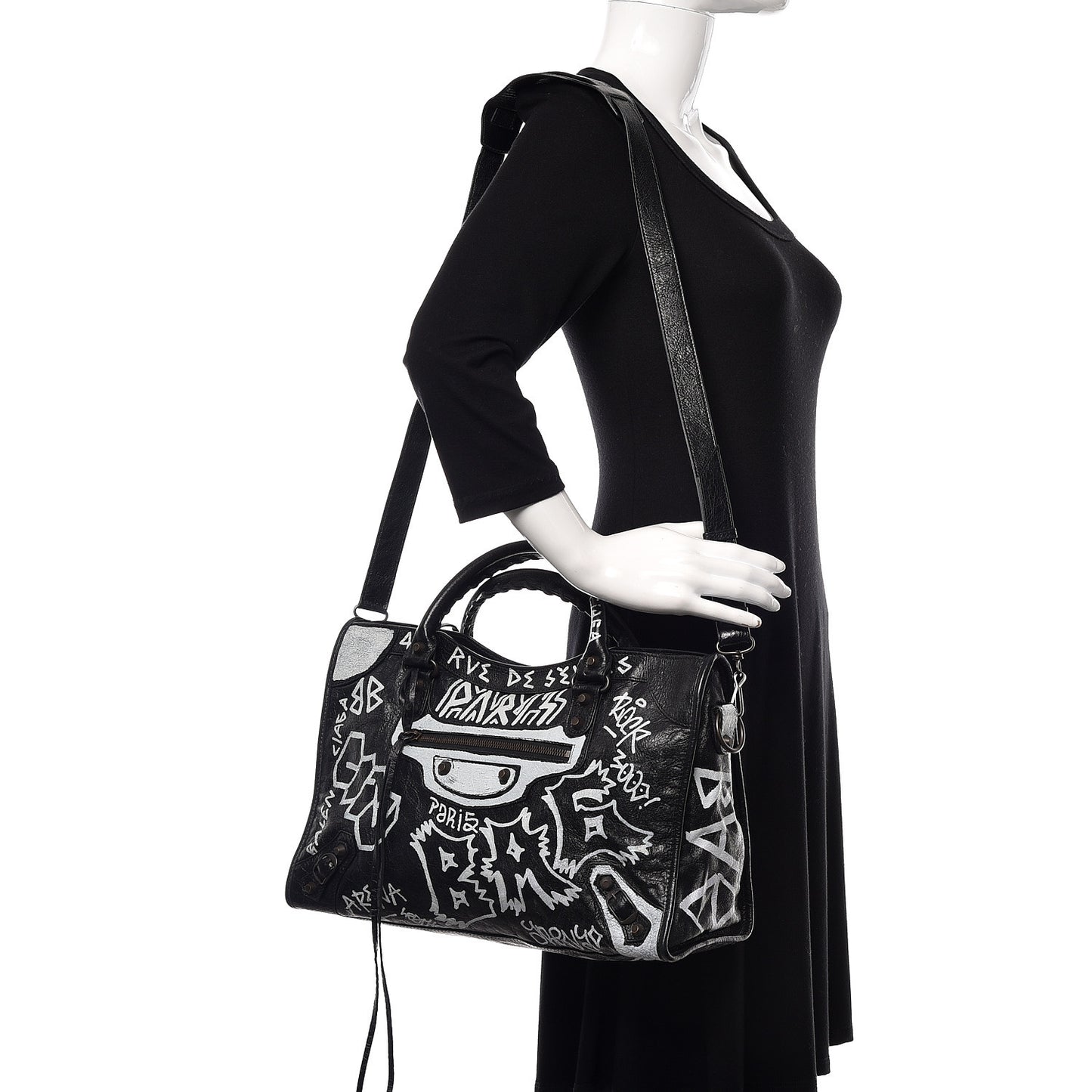 Agneau Arena Graffiti All Over Classic Hardware City Black White