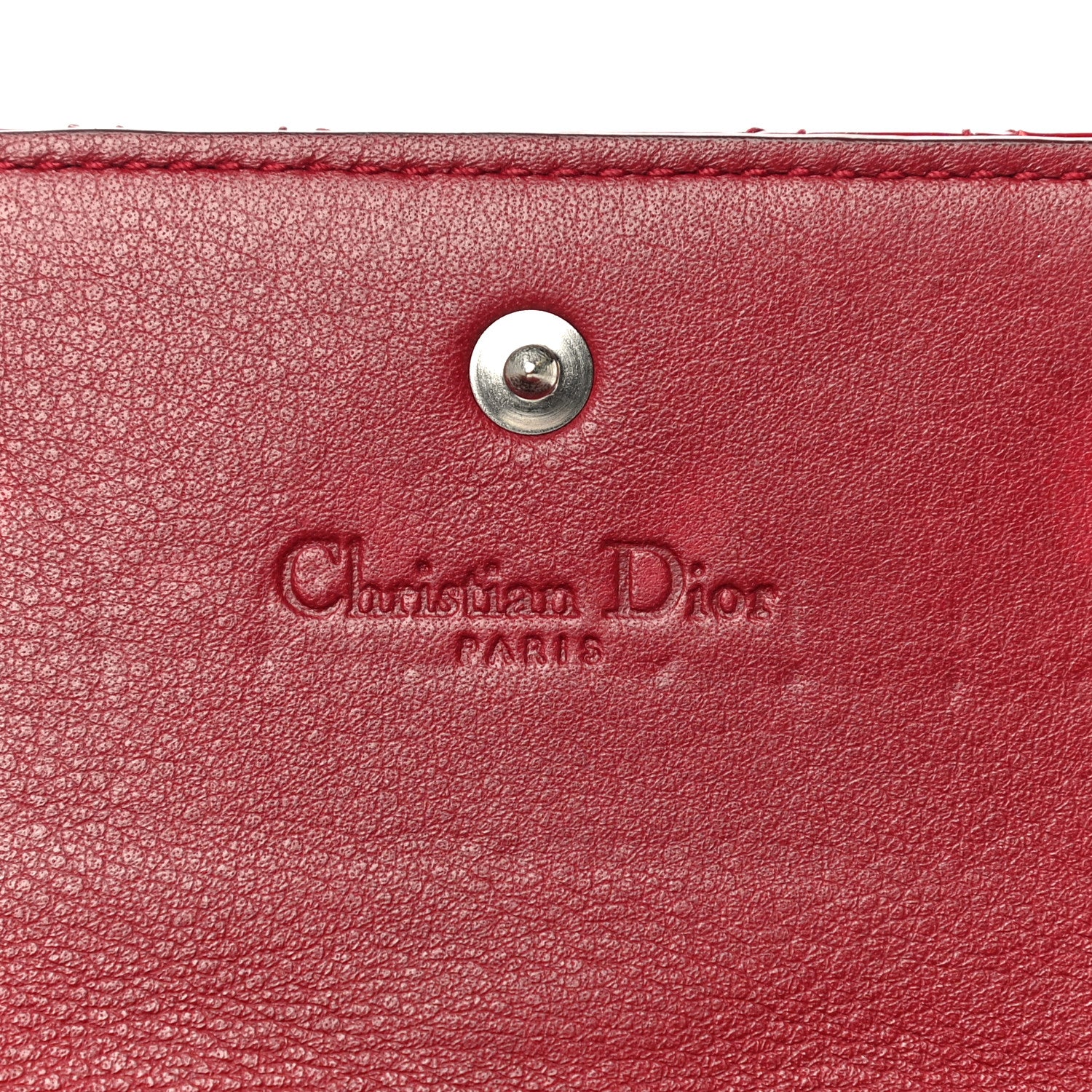 Christian Dior Patent Cannage Rendezvous Chain Wallet Red 6 of 16