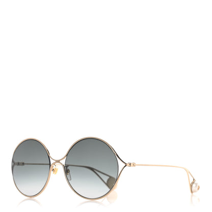 Gucci Metal Round Pearl Tip Sunglasses GG0253S Gold 1 of 8