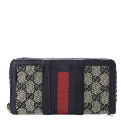 Gucci Monogram Web Rania Zip Around Wallet Navy 1 of 6