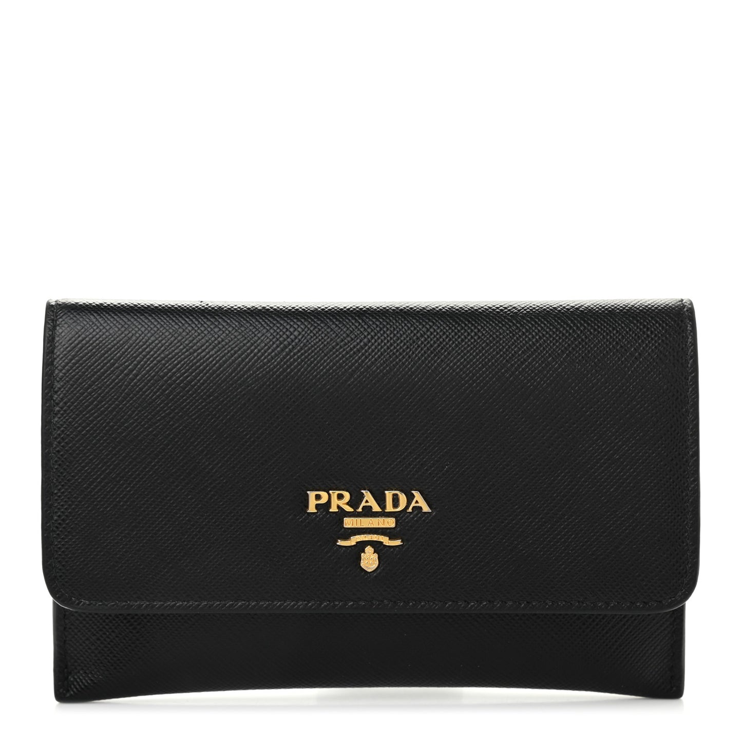 Saffiano Metal Flap Wallet Black