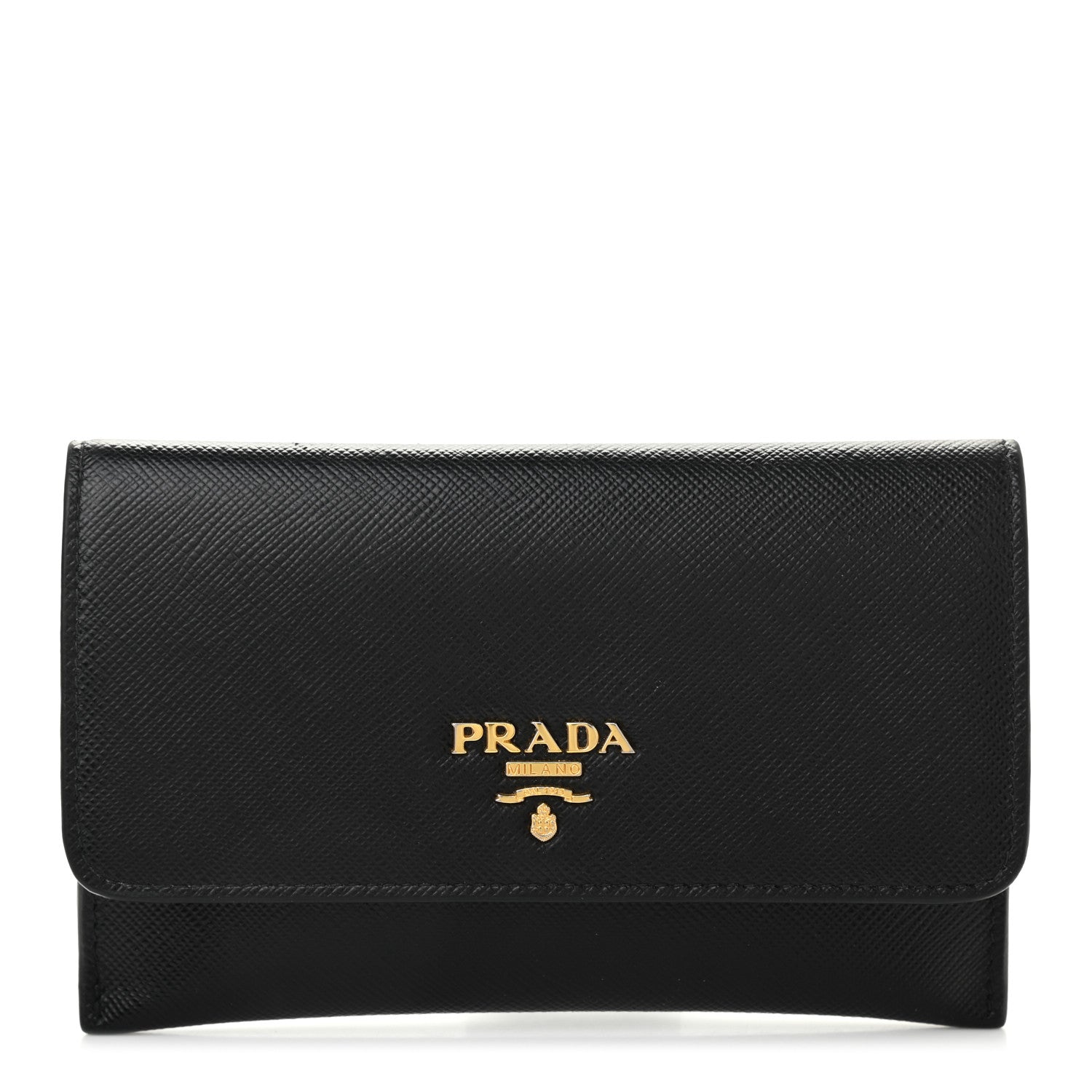 Prada Saffiano Metal Flap Wallet Black 2 of 15