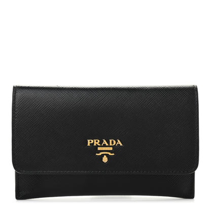 Prada Saffiano Metal Flap Wallet Black 2 of 15