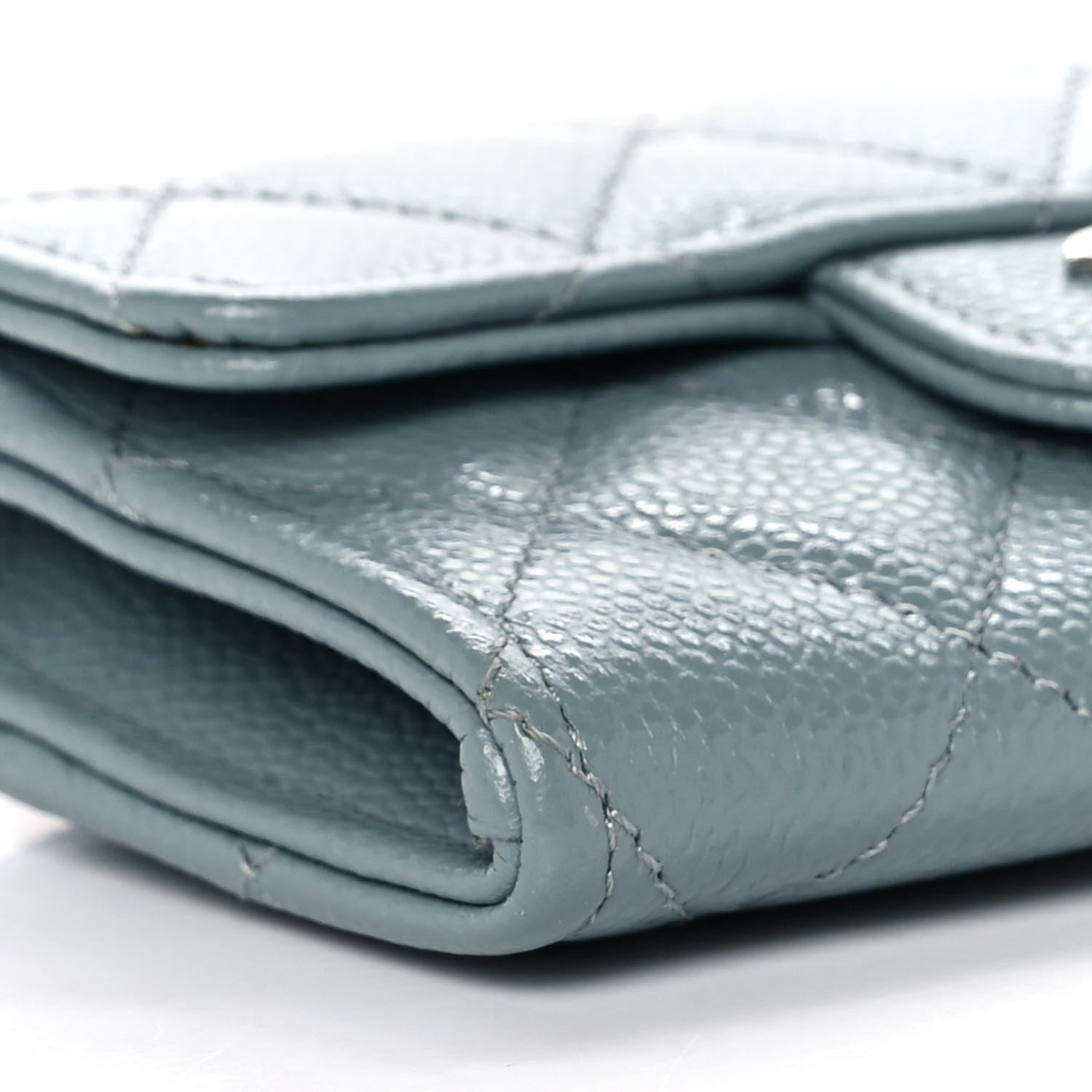 Chanel Caviar Quilted Flap Card Holder Wallet Light Blue 9 of 12