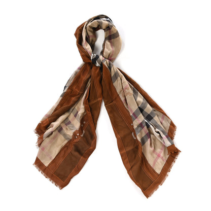 Burberry Modal Silk Cashmere Haymarket Check Scarf Bronze 1 of 4