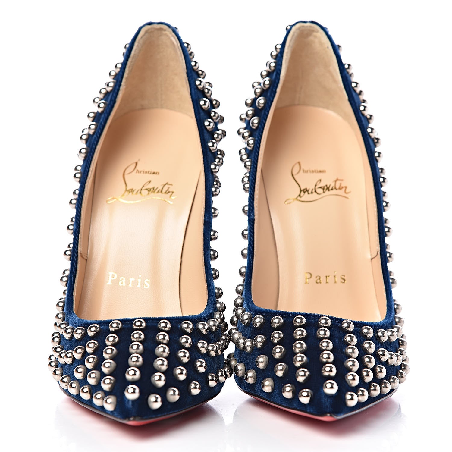 Christian Louboutin Velvet Specchio Billy 120 Spike Pumps 35.5 Silver Eclipse 2 of 8