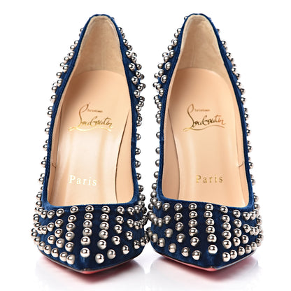 Christian Louboutin Velvet Specchio Billy 120 Spike Pumps 35.5 Silver Eclipse 2 of 8