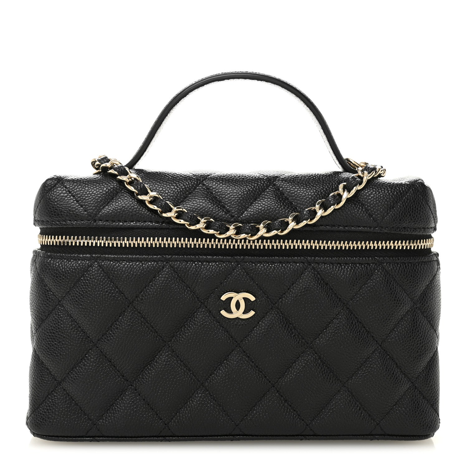 Chanel Caviar Quilted Top Handle Slim Vanity With Chain Black 1 of 11