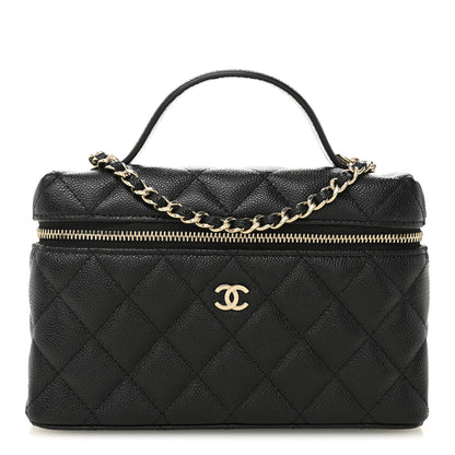 Chanel Caviar Quilted Top Handle Slim Vanity With Chain Black 1 of 11