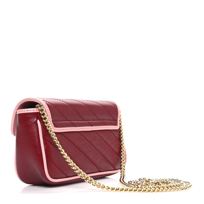Gucci Azalea Calfskin Enamel Matelasse Diagonal Super Mini Torchon GG Marmont Shoulder Bag New Cherry Red Wild Rose 3 of 12
