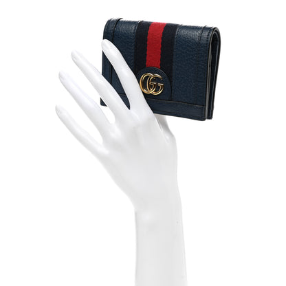 Gucci Textured Calfskin Web Ophidia Card Case Blue Agata 2 of 7