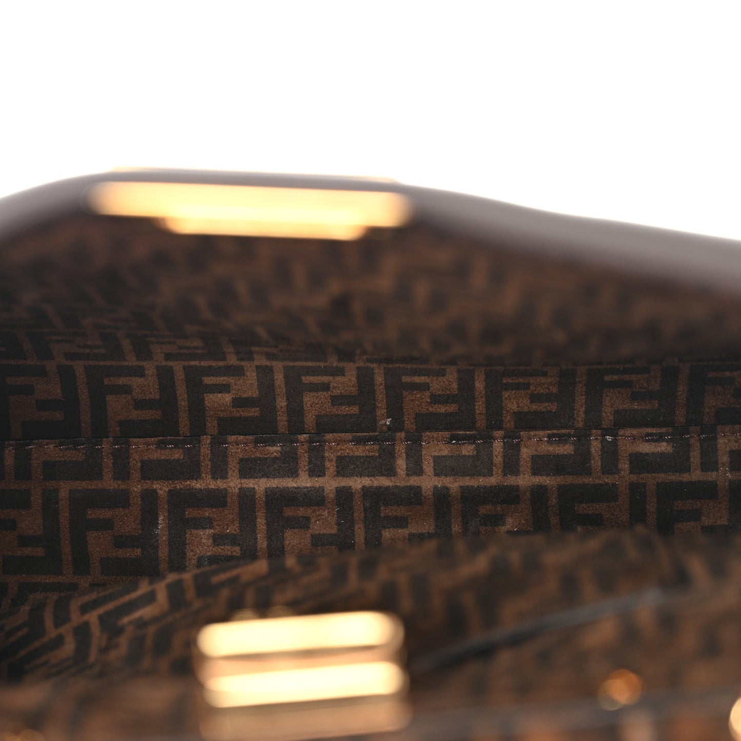 Vitello Seta Suede FF Mini Peekaboo Iconic Satchel Chocolate Sigaro Marrone