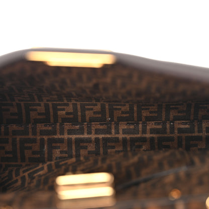 Fendi Vitello Seta Suede FF Mini Peekaboo Iconic Satchel Chocolate Sigaro Marrone 5 of 11