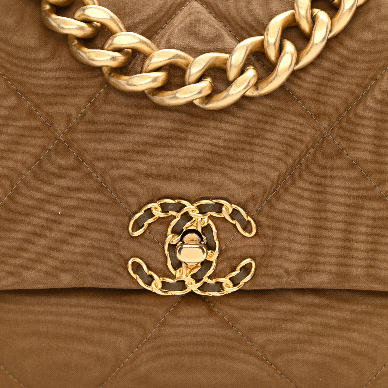 Chanel Canvas Quilted Large Chanel 19 Flap Bronze 8 of 10