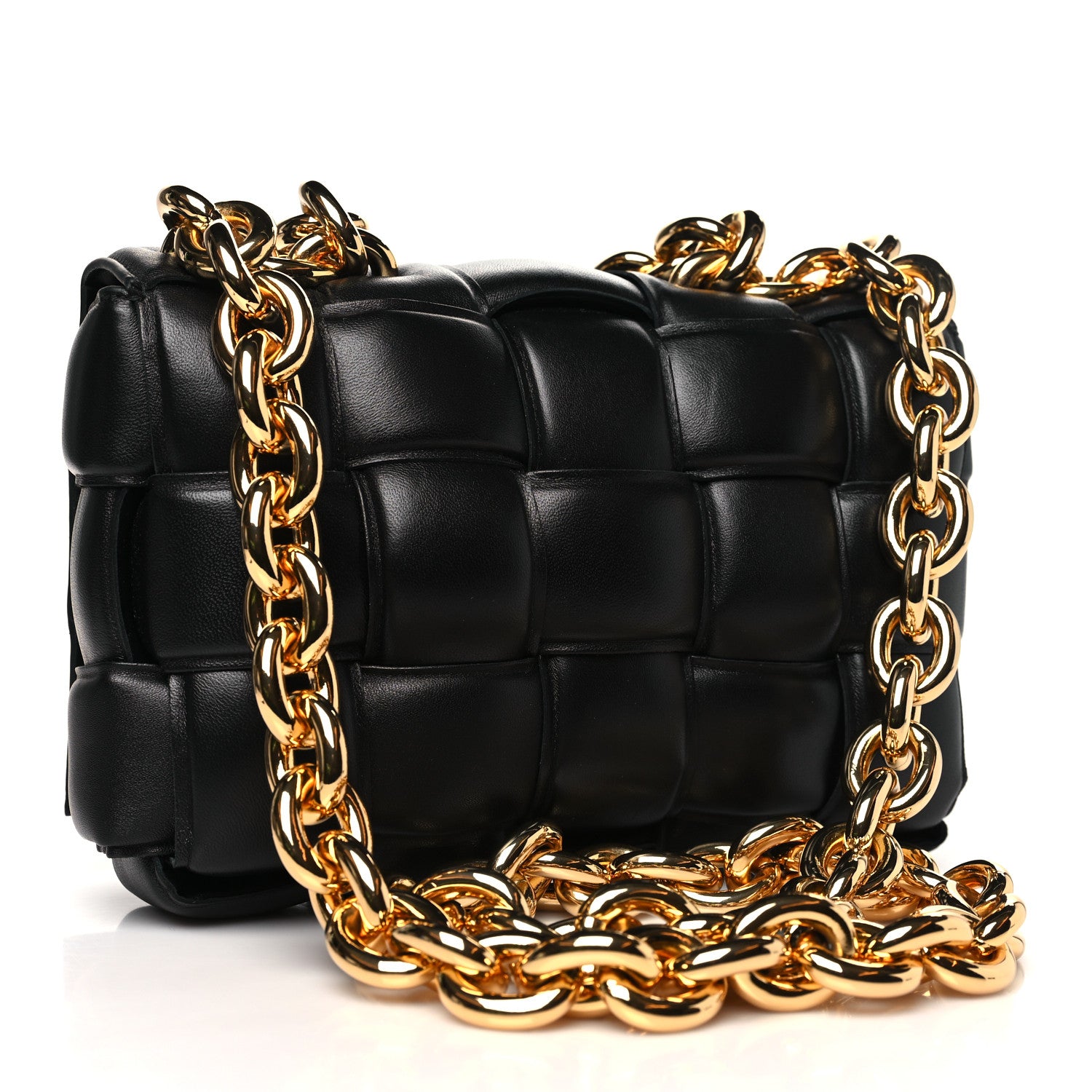 Bottega Veneta Lambskin Maxi Intreccio Padded Chain Cassette Crossbody Bag Black 3 of 10