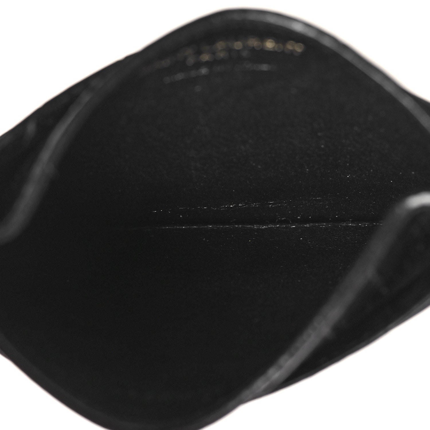 Saint Laurent Calfskin Crocodile Embossed Monogram Tiny Cassandra Credit Card Case Black 5 of 10
