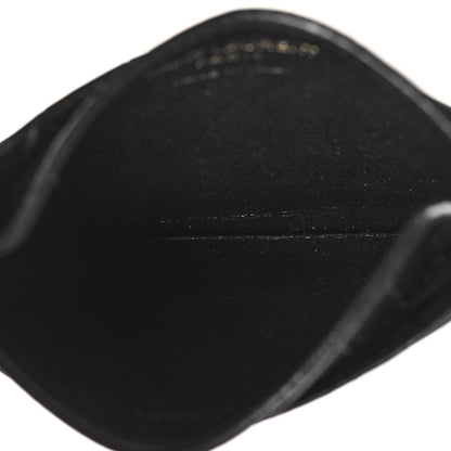 Saint Laurent Calfskin Crocodile Embossed Monogram Tiny Cassandra Credit Card Case Black 5 of 10