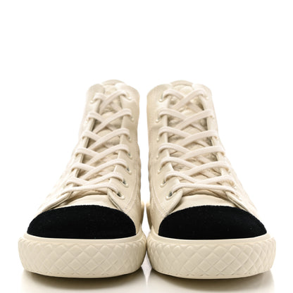 Chanel Calfskin High Top CC Sneakers 37.5 Ivory Black 2 of 9