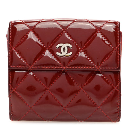 Chanel Patent Quilted Compact French Flap Wallet Red 1 of 8
